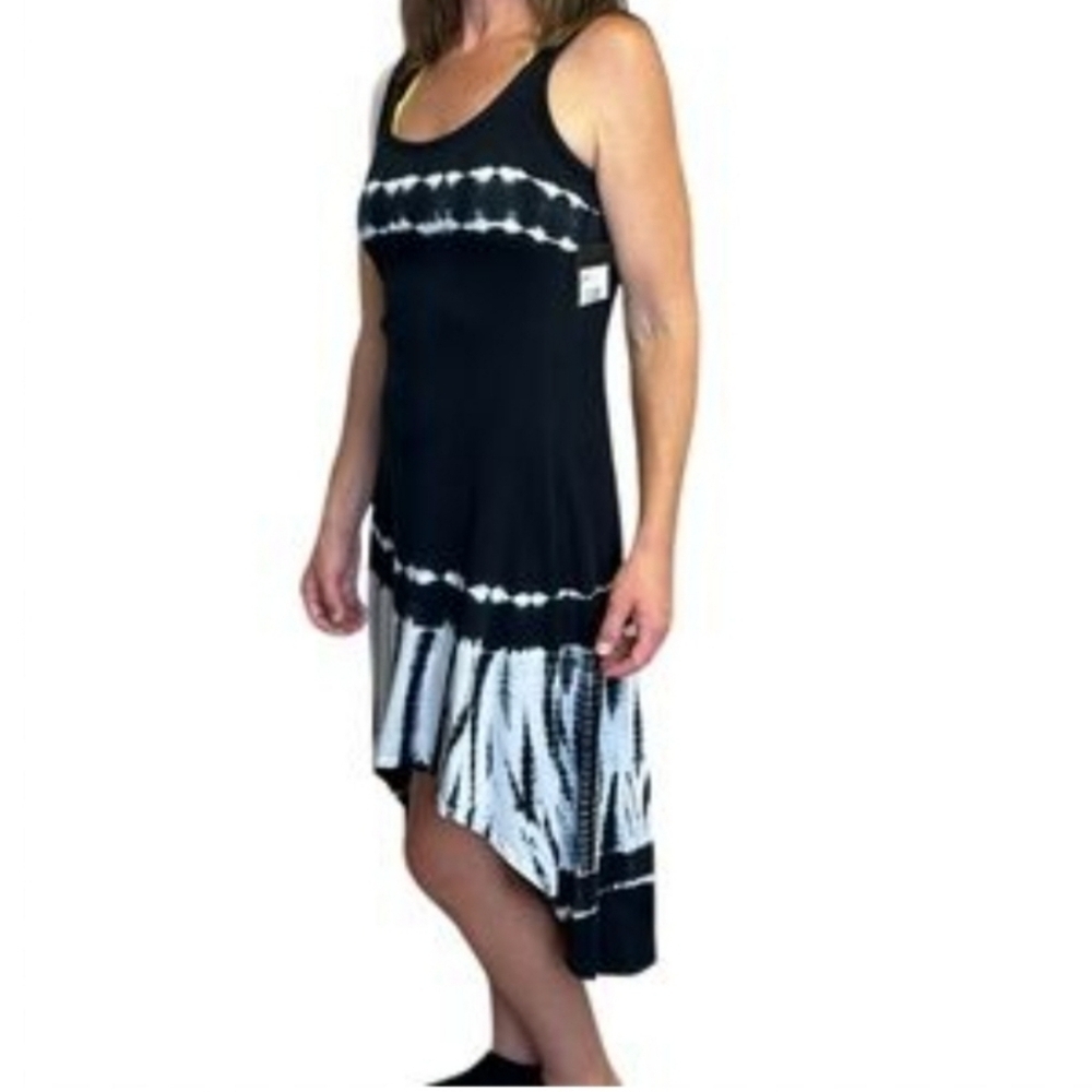 NWT $68 Marc New York Dress Tie Dye White Black Sleeveless Hi Low Beach Sz M